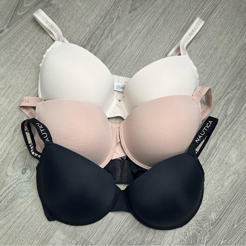 Nautica Women's Bra Trio - Black, Cream, Pink